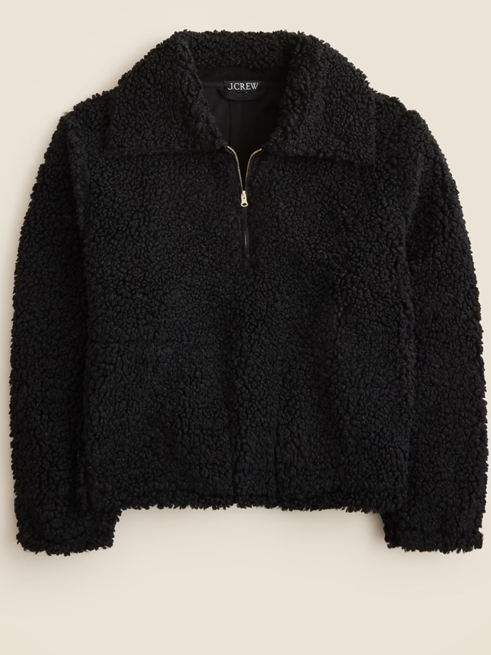 J. Crew Sherpa Half-Zip Fleece Pullover Black Sweater Size XS Cozy